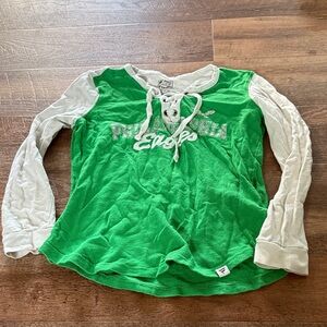 Fanatics Green and White Lace-Up Long Sleeve Tee